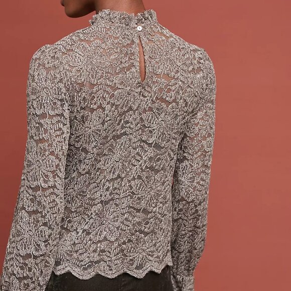 Anthropologie Eri + Ali Lace/Net Blouse l - Picture 10 of 11